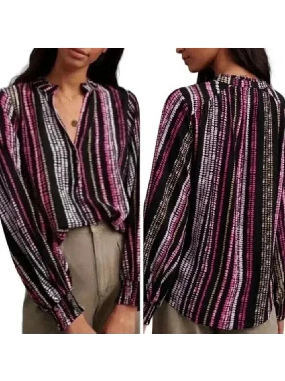Maeve Blouse Anthropologie Colette Peasant Boho Flowy Balloon Sleeve Top Large